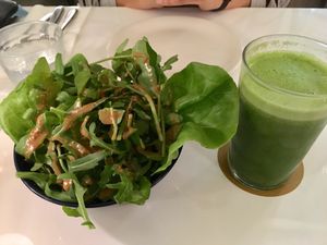 Green salad, and “Bills” green juice at Bills in Fukuoka