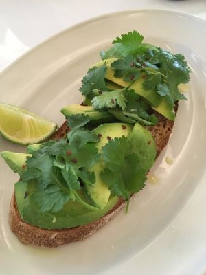 Avocado toast on breakfast/lunch menu at Bills in Fukuoka