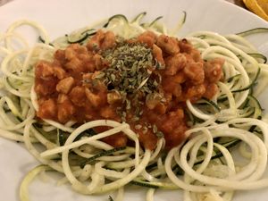 Zucchini spaghetti - vegan  at The Veggie Carmen in Santiago De Compostela