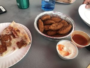 Chick’n wings plain. Hot sauce on the side with vegan ranch. These were AMAZING!!!!  at Molino's in Cape May