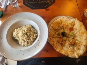 Risotto algi Asparagi and Garlic Pizza & Chilli at Torna a Surriento in Bangor