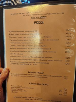 Vegan menu - May 25 at Torna a Surriento in Bangor