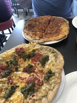 Pesto and buffalo pizza! at Alternative Plate in Lake Como