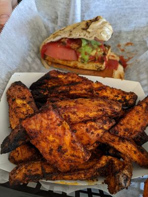 Blackened sweet potato fries and half a pork roll at Alternative Plate in Lake Como