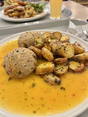 Tofu balls and roasted potatoes. All was very delicious!   at Slunecnice in Plzen