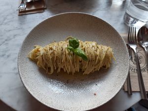 Avocado pasta at Green Hippo in Helsinki