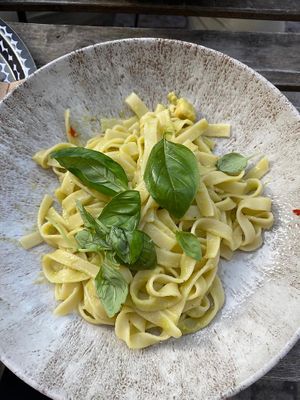 Avocado pasta   at Green Hippo in Helsinki