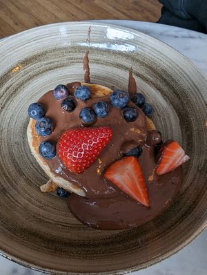 Vegan banana pancakes with chocolate spread at Green Hippo in Helsinki