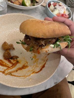 Burger! With patatas already consumed  at Green Hippo in Helsinki