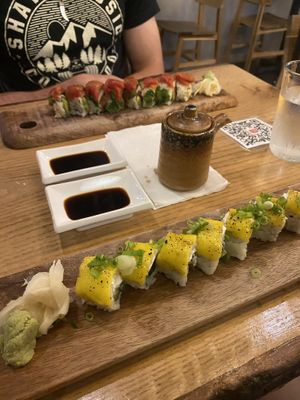 Chao and Vegan Tuna rolls  at Tomo Sushi & Ramen in Philadelphia