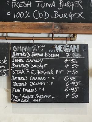Vegan menu  at Sutton and Sons in London