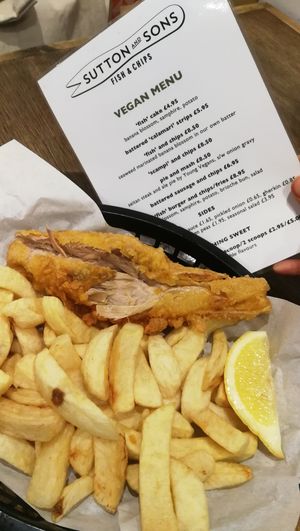 looks like fish but it's banana blossom at Sutton and Sons in London