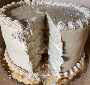 Inside the special order caramel cake   at The Happy Bakery in Ofallon