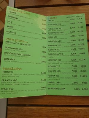 Vegan menu inside at Mano a Mano in Cartagena