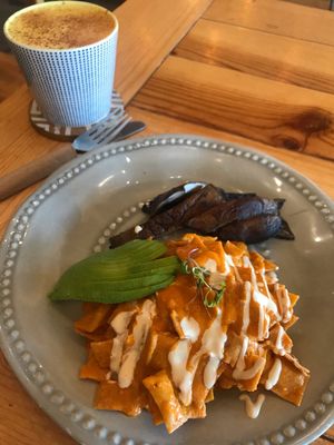 Vegan chilaquiles. Request the extra salsa if you need a bit more hotness.  at Alma Verde - Hipodromo in Tijuana