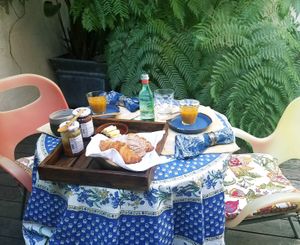 Vegan breakfast served on private terrace. at The Bel Air Treehouse in Los Angeles