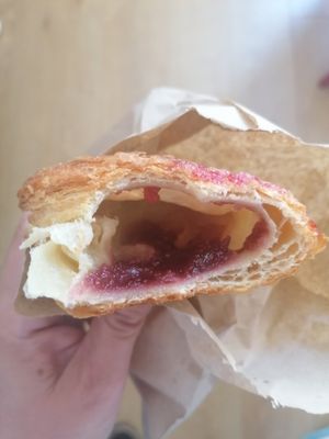 Raspberry croissant at Gaard Coffee Hide in Sheffield