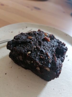 Coffee and pecan mudcake at Gaard Coffee Hide in Sheffield