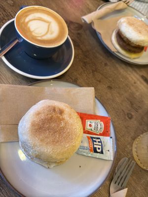 Muffin with patty and hash brown   at Gaard Coffee Hide in Sheffield