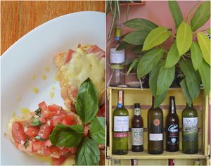 BRUSCHETTA al pomodoro, and BRUSCHETTA SUPREMA with ham, mozzarella $4.5 at Il Capuccino in Puerto Lopez