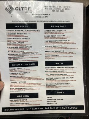 Menu   at Culture Coffee & Tea Bar in Virginia Beach