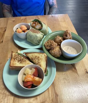 “BUFFALO CHIK'N WRAP” “CAULIFLOWER WINGS” w/ vranch & “TTLA”   at Culture Coffee & Tea Bar in Virginia Beach