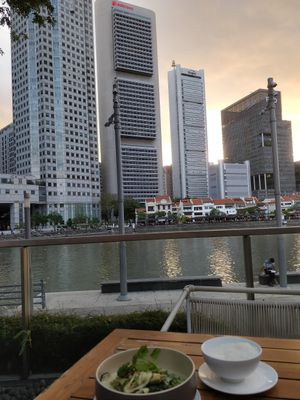 Scenic view of Singapore skyline from the alfresco area of Prive@ACM at Privé - Asian Civilisation Museum  in Central Singapore