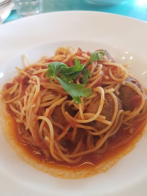 Impossible meatball spaghetti at Privé - Asian Civilisation Museum  in Central Singapore