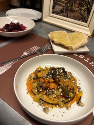 Hokkaido pumpkin + smoked beetroot  at La Cuisine Comptoir in Collioure