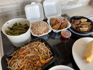 Ok this is a lot of food.  lol. Fed 2 of us for dinner and 3 of us for lunch the next day.   at Buddha's Vegan Restaurant in Toronto