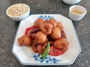 General Tao chicken at Buddha's Vegan Restaurant in Toronto