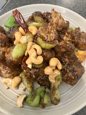 Spicy mock meat, can’t remember name   at Buddha's Vegan Restaurant in Toronto