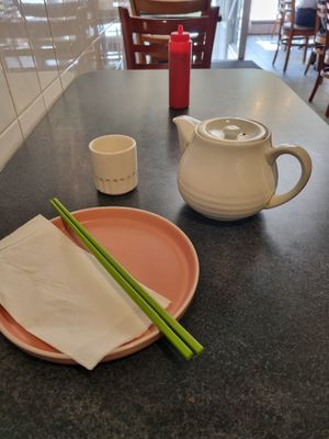 Free tea! (Forgot to foto when the meal arrived) at Buddha's Vegan Restaurant in Toronto