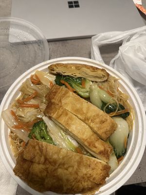 Imitation duck chow mein - no flavour  at Buddha's Vegan Restaurant in Toronto