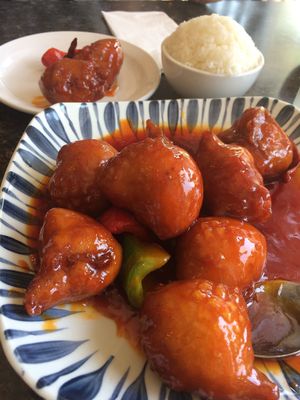 Genera Tsoa’s chicken  at Buddha's Vegan Restaurant in Toronto