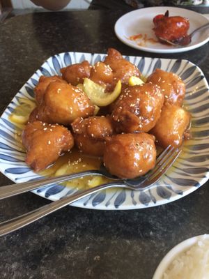 Lemon chicken - amazing at Buddha's Vegan Restaurant in Toronto