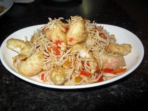 Shrimp with spicy salt at Buddha's Vegan Restaurant in Toronto