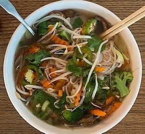 Vegan Pho!! SO delicious!! at Island Pho & Grill in Matlacha