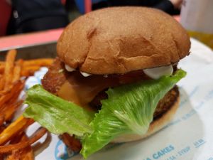 Chicken style burger at Taku-Taku in Stockholm