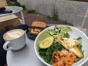 Vegan breakfast sandwich and that vegan bowl at LB Kitchen in Portland