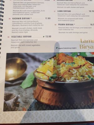 Menu at Kashmir in Leinfelden-echterdingen