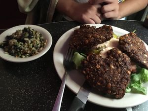 Falafel shaped like hearts at Silly's Restaurant in Portland