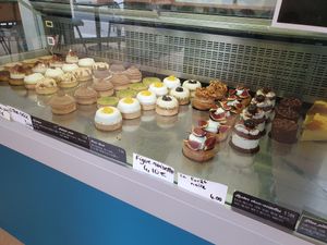 The selection of their cakes that day. Prices range around 4€ at Zoï Kitchen - La Boutique in Lyon