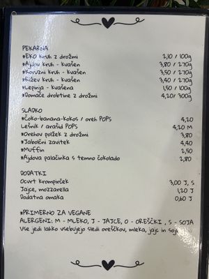 Menu 2/2  at Cojzla in Ljubljana
