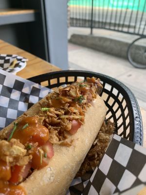 Vegan hot dog  at German Street Food in Medellin