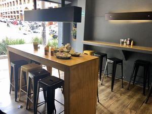 Some of the seating at German Street Food in Medellin