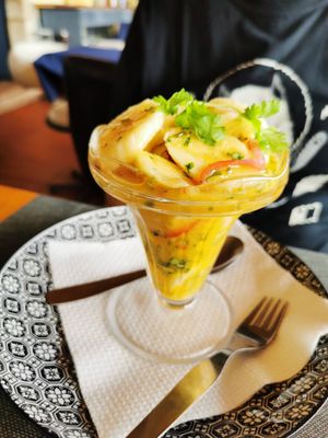 Banana ceviche as a starter at Safari in Portimao