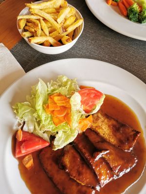 Braised tofu at Safari in Portimao