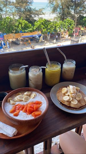 Breakfast with view on the beach!  at Hangten Rooftop Restaurant in Weligama
