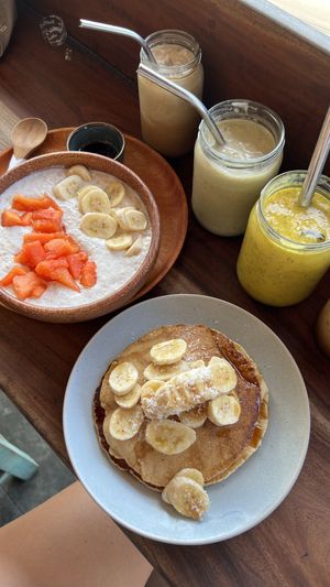 Porrdige and Pancakes  at Hangten Rooftop Restaurant in Weligama